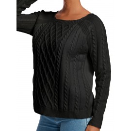 Women's Winter Warm Round Neck Sweater - Soft Casual H-Line Pullover with Drop Shoulder Long Sleeves, Solid Color Blouses-Under Easily Machine Washable Sweaters for Daily Wear (No Bulk to Worry About)