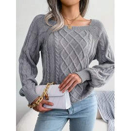 Women's Winter Warm Round Neck Sweater - Soft Casual H-Line Pullover with Drop Shoulder Long Sleeves, Solid Color Blouses-Under Easily Machine Washable Sweaters for Daily Wear (No Bulk to Worry About)