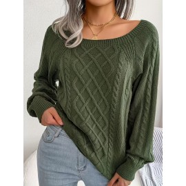 Women's Winter Warm Round Neck Sweater - Soft Casual H-Line Pullover with Drop Shoulder Long Sleeves, Solid Color Blouses-Under Easily Machine Washable Sweaters for Daily Wear (No Bulk to Worry About)