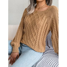 Women's Winter Warm Round Neck Sweater - Soft Casual H-Line Pullover with Drop Shoulder Long Sleeves, Solid Color Blouses-Under Easily Machine Washable Sweaters for Daily Wear (No Bulk to Worry About)