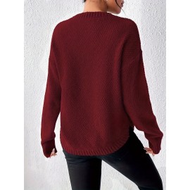 Women'S Crew Neck Pullover Sweater
