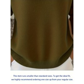 Christmas Green Elegant Long Sleeve Cowl Neck Sweater - Solid Color Minimalist Top, Women'S Winter Warm Pullover