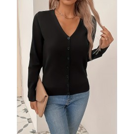 Women'S Long - Sleeved Front-Opening Buttoned Cardigan Sweater, With Delicate Button Details + High - Elastic Fabric. Perfect For Office Commute, Casual Dates & Daily Outings. Hurry To Buy & Enjoy The Discount