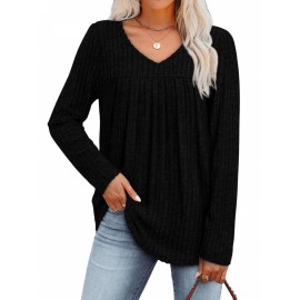 Women's 3pcs V-Neck Sweater Set - Lightweight Layering Shirts with  (No Bulk), Beige/Olive /Black Solid Color Tops | Machine Washable All-Season Blouses for Casual & Semi-Formal Outfits, 95% /5% Spandex Wear