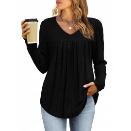 Women's 3pcs V-Neck Sweater Set - Lightweight Layering Shirts with  (No Bulk), Beige/Olive /Black Solid Color Tops | Machine Washable All-Season Blouses for Casual & Semi-Formal Outfits, 95% /5% Spandex Wear