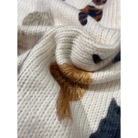 Women's Casual Cat Print Cardigan - Long Sleeve Round Neck Open Front Sweater with Button Closure, Machine Washable Spring/Fall Layering Piece for Casual Attire, Cat Sweater, Durable Knitwear