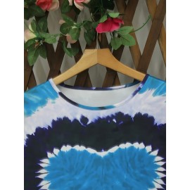 Women's Plus Size Bohemian Tie-Dye corset top - Turquoise green, black, and blue/teal longline shirt | H-Line Silhouette | Machine Washable Layering Blouse for Fall/Winter | Casual Everyday & Formal Outfits | Ideal Women's Gift with Round Neck & Vibrant Bohemian Print | Comfortable & Stylish for Layering or Solo Wear, Jersey Dress For Women Plus Size, Plus Size Tshirt Dress, Tshirt Dresses For Women, Tshirt Dress Women Plus Size, T Shirt Dresses For Women Plus Size