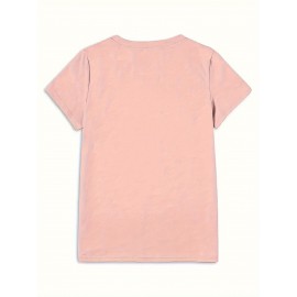 Women's Casual Short Sleeve Round Neck T-Shirt - 100% Breathable Geometric Print Tee with Purple Dragon & Floral Design, 