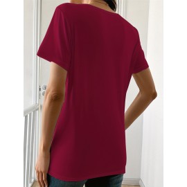 [Cute Orange Kitten T-Shirt] Lightweight Comfortable Fit Women's Cute Orange Kitten Peeking from Torn Hole Graphic T-Shirt - Red Casual Everyday Tee for Pet Lovers - Medium Elasticity Fabric Spring Summer Apparel