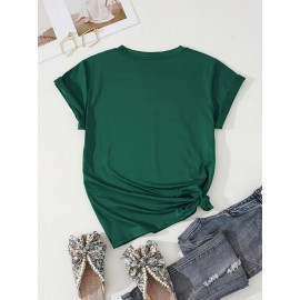 Local delivery - One piece Women's printed T-shirt -100% casual round neck short sleeved top with rugby elements, breathable and comfortable, suitable for match days, parties and daily wear, machine washable, all season casual clothing - perfect for