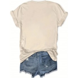 Local delivery - One piece Women's printed T-shirt -100% casual round neck short sleeved top with rugby elements, breathable and comfortable, suitable for match days, parties and daily wear, machine washable, all season casual clothing - perfect for