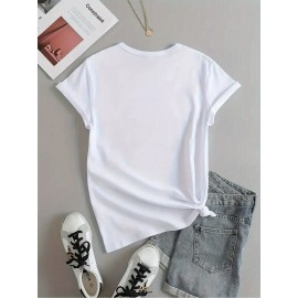 Fashion Creative Pattern Printed Women'S T-Shirt, Suitable for Spring And Summer Casual Women Short-Sleeved T-Shirt, Comfortable Fashion Elegant Women'S Round Neck Loose Women'S Blouse 100%