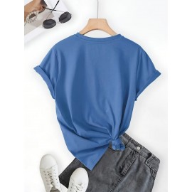 Fashion Creative Pattern Printed Women'S T-Shirt, Suitable for Spring And Summer Casual Women Short-Sleeved T-Shirt, Comfortable Fashion Elegant Women'S Round Neck Loose Women'S Blouse 100%