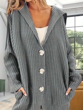 Plus Size - Women'S Plus Size Casual Cardigan - Soft Open Front Sweater with Button Closure, Side Pockets - Cozy Fall/Winter Sweater for Everyday & Formal Outfits - Available Now for Immediate Shipping, Winter Cardigan, Openfront Design, Comfortable Fit, Fall Fashion, Relaxed Style, Durable Material, Stylish Women