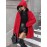 Plus Size, Plus Size Winter Reversible Hooded Jacket with Pockets - Elegant -Like Collar & Lap Jacket, Burgundy/Black Color-Block Coat, Machine Washable Long Outerwear for Plus-Size Ladies (No Closure, Fall/Winter)
