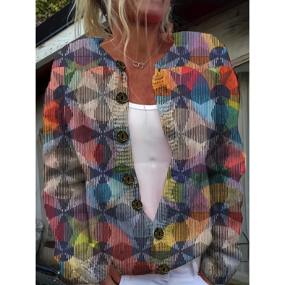 Plus Size, Women's Elegant Cardigan Jacket Lightweight Long Sleeve Button-Front Coat with Multicolor Options (Red/Blue/Green/Purple/Orange/Yellow/Black/White/Grey/Brown/Pink) | All-Season for, Casual & Special