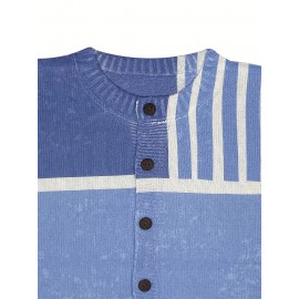 Women'S Lightweight 3D Full Stripe Cardigan Sweater, 100% Polyester Button Crewneck Knit Sweater, Four Seasons Casual Fashion Outerwear