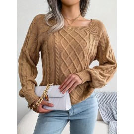 Women's Winter Warm Round Neck Sweater - Soft Casual H-Line Pullover with Drop Shoulder Long Sleeves, Solid Color Blouses-Under Easily Machine Washable Sweaters for Daily Wear (No Bulk to Worry About)