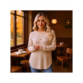 Women's Oversized Cable Sweater - All-Season Loose Fit Crew Neck Button-Front Pullover with High-Low Curved Hem, Solid Color Casual Sweaters (Machine Washable, 95% /5% Spandex) for Fall/Winter/Summer Layering