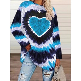 Women's Plus Size Bohemian Tie-Dye corset top - Turquoise green, black, and blue/teal longline shirt | H-Line Silhouette | Machine Washable Layering Blouse for Fall/Winter | Casual Everyday & Formal Outfits | Ideal Women's Gift with Round Neck & Vibrant Bohemian Print | Comfortable & Stylish for Layering or Solo Wear, Jersey Dress For Women Plus Size, Plus Size Tshirt Dress, Tshirt Dresses For Women, Tshirt Dress Women Plus Size, T Shirt Dresses For Women Plus Size